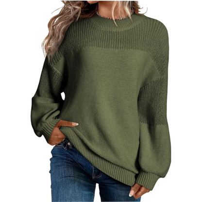 ✨❤️ Sweter z dzianiny z długimi rękawami, luźny krój, okrągły dekolt — zielony, czarny, szary, bordowy, brązowy 🌟