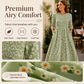 👗✨ Sukienka midi z kwiatowym nadrukiem i elastyczną, marszczoną talią, rękawami 3/4, zwiewną spódnicą — różowa, niebieska, zielona, fioletowa 👗