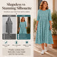 👗✨ Sukienka midi z kwiatowym nadrukiem i elastyczną, marszczoną talią, rękawami 3/4, zwiewną spódnicą — różowa, niebieska, zielona, fioletowa 👗