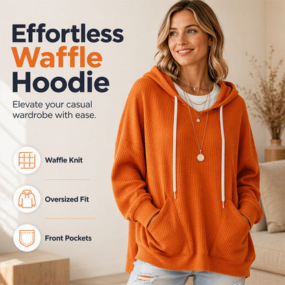 😍✨ Lekka bluza z kapturem i kieszeniami z dzianiny typu waffle, miękka i wygodna — biała, pomarańczowa, różowa — rozmiary S–2XL ❤️