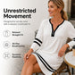 👗✨ Sukienka Casual w Paski Sportowe, Zamek do Połowy, Długi Rękaw, Luźna — Czarna, Biała — S-5XL 👗