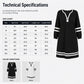 👗✨ Sukienka Casual w Paski Sportowe, Zamek do Połowy, Długi Rękaw, Luźna — Czarna, Biała — S-5XL 👗