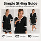 👗✨ Sukienka Casual w Paski Sportowe, Zamek do Połowy, Długi Rękaw, Luźna — Czarna, Biała — S-5XL 👗