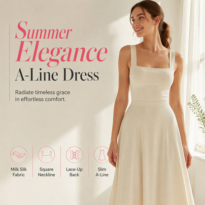 👗✨ Sukienka Maxi w kształcie litery A, Kwadratowy Dekolt, Bez Rękawów, Regulowany Sznurek z Tyłu — 11 Kolorów, XS-3XL 👗