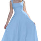👗✨ Sukienka Maxi w kształcie litery A, Kwadratowy Dekolt, Bez Rękawów, Regulowany Sznurek z Tyłu — 11 Kolorów, XS-3XL 👗