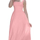 👗✨ Sukienka Maxi w kształcie litery A, Kwadratowy Dekolt, Bez Rękawów, Regulowany Sznurek z Tyłu — 11 Kolorów, XS-3XL 👗