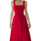 👗✨ Sukienka Maxi w kształcie litery A, Kwadratowy Dekolt, Bez Rękawów, Regulowany Sznurek z Tyłu — 11 Kolorów, XS-3XL 👗