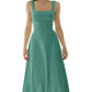 👗✨ Sukienka Maxi w kształcie litery A, Kwadratowy Dekolt, Bez Rękawów, Regulowany Sznurek z Tyłu — 11 Kolorów, XS-3XL 👗