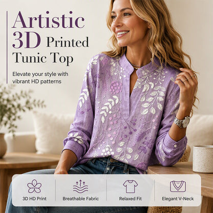 😍✨ Bluza z Nadrukiem Kwiatowym 3D HD, Dekolt w Szpic, Długi Rękaw, Luźna — 12 Wzorów, Rozmiary S-5XL ❤️