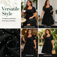 👗✨ Sukienka midi w kropki, z kwadratowym dekoltem, rękawami balonowymi i sznurkiem w talii — rozmiary XL–4XL, kolor czerwony, zielony, granatowy 👗
