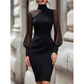 🌸Wyprzedaż 49%💖Sukienka Bodycon z siateczkowym golfem dla kobiet💃