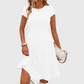 👗✨ Dzianinowa sukienka midi z prążkami, szczotkowana, z krótkimi rękawami, o kroju w kształcie litery A — miękka, elegancka, ponadczasowa 👗