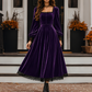 👗 Sukienka damska aksamitna w stylu vintage z kwadratowym dekoltem – Ponadczasowa elegancja spotyka luksusowy komfort