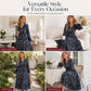 👗✨ Sukienka maxi w kwiaty, dekolt w kształcie litery V, marszczona talia, spódnica warstwowa — bordowa, różowa, granatowa 👗
