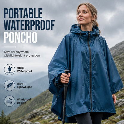 🌧️✨ Nieprzemakalny ponczo unisex, ultralekki 320 g, z kapturem, składany — trekking, jazda na rowerze, podróże — 9 kolorów ❤️