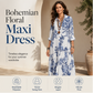 👗✨ Sukienka maxi z tropikalnym kwiatowym nadrukiem, kołnierzykiem koszulowym, warstwową spódnicą, luźna — niebieska, czarna, czerwona, fioletowa 👗
