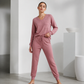 😍✨ Dwuczęściowy zestaw casualowy: bluzka z dekoltem w serek i długimi rękawami oraz spodnie jogger z sznurkiem — 7 kolorów, rozmiary S–2XL ❤️