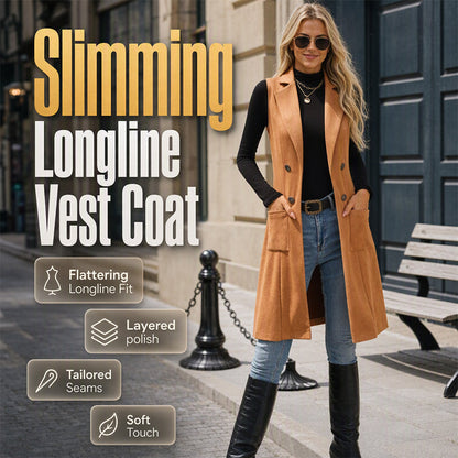 Women's Chic Sleeveless Open Front Longline Jacket