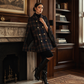 Women Vintage Plaid Cape Coat