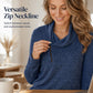 Women's Cowl Neck Sweatshirt with Zipper