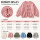 😍✨ Sweter z dzianiny z kokardkami z przodu, okrągłym dekoltem i rękawami typu balon — lekki, miękki, kobiecy — 6 kolorów, rozmiary S–2XL ❤️