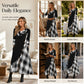 Women Plaid Patchwork Cowl Neck Maxi Dress