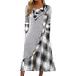 Women Plaid Patchwork Cowl Neck Maxi Dress