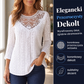 🌸✨ Bluzka z haftowaną koronką przy dekolcie, rozkloszowanymi rękawami 3/4, przezroczystymi detalami — lekka, kobieca, romantyczna — 5 kolorów, rozmiary S–5XL 🌟