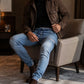 👖✨Bestseller - Denimowe joggersy o slim fit z elastyczną talią – łatwy styl zakładania i czysty, zwężany wygląd do codziennego noszenia
