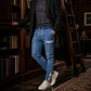 👖✨Bestseller - Denimowe joggersy o slim fit z elastyczną talią – łatwy styl zakładania i czysty, zwężany wygląd do codziennego noszenia