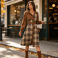 Women's Retro Plaid Button Down Dress