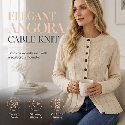 ❤️✨ Sweter z dzianiny z warkoczami, złotymi guzikami, dopasowanym krojem i wysokiej jakości angorą — różowy, czarny, beżowy, szary, fioletowy, jasnoniebieski — rozmiary S–XL 🌿