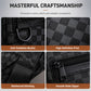 😍✨ Męska torba crossbody z wytrzymałej skóry PU, wzór geometryczny, kieszeń na tablet, regulowany pasek — czarno-szara, czarno-brązowa