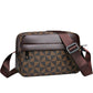 😍✨ Męska torba crossbody z wytrzymałej skóry PU, wzór geometryczny, kieszeń na tablet, regulowany pasek — czarno-szara, czarno-brązowa
