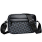 😍✨ Męska torba crossbody z wytrzymałej skóry PU, wzór geometryczny, kieszeń na tablet, regulowany pasek — czarno-szara, czarno-brązowa