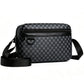 😍✨ Męska torba crossbody z wytrzymałej skóry PU, wzór geometryczny, kieszeń na tablet, regulowany pasek — czarno-szara, czarno-brązowa
