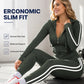 Women's Striped Zip-Up Hoodie & Pants Set