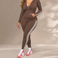 Women's Striped Zip-Up Hoodie & Pants Set
