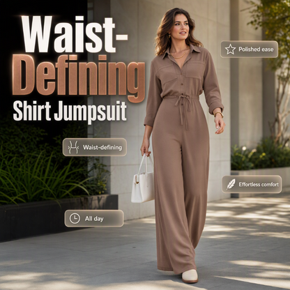 Women's Waist-Defining Shirt Jumpsuit