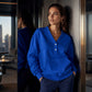 Women's Casual V-Neck Button Sweatshirt