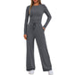 🔥LAST DAY 50% OFF👚2025 Women's Fall Outfits Long Sleeve Wide Leg Lounge Set💕