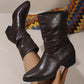 Damskie buty na grubym obcasie z szpiczastym noskiem