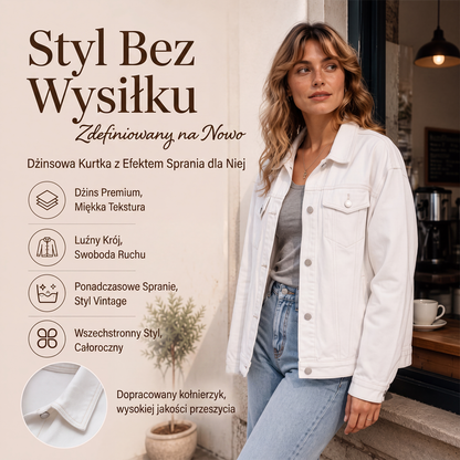 Damska oversize'owa kurtka dżinsowa prana