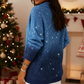 ✨👚 Damski Błyszczący Sweter z Długim Rękawem – Ciepły, Dzianinowy, Gradientowy | S–3XL 💙