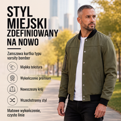 ✈️🔥 Elegancka Męska Kurtka Bomberka z Zamszu – Wygodna i Stylowa | S–3XL 🖤