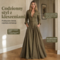 👗✨ Długa Sukienka Damska z Kołnierzykiem – Elegancka, na Guziki, z Kieszeniami | S–2XL 🌿