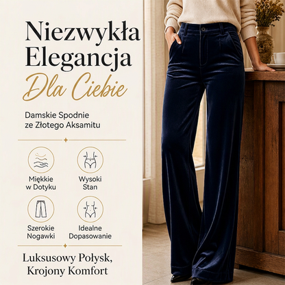 🍷🍂 Damskie Welurowe Spodnie z Wysokim Stanem – Szerokie Nogawki, Ciepłe i Wygodne | S–3XL 🖤