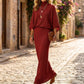 👗✨ Elegancki Zestaw Damski (Bluzka Nietoperz + Spódnica Maxi) – Wygodny i Stylowy | S–2XL 🍷