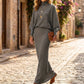 👗✨ Elegancki Zestaw Damski (Bluzka Nietoperz + Spódnica Maxi) – Wygodny i Stylowy | S–2XL 🍷