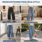 👖🌊 Damske dżinsy w stylu vintage z szerokimi nogawkami i wysokim stanem – elastyczny pas, luźny krój, na co dzień☁️